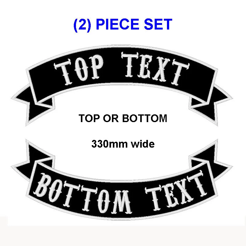 Custom texts top and bottom rock embroidered patches iron on biker rider embroidery patch