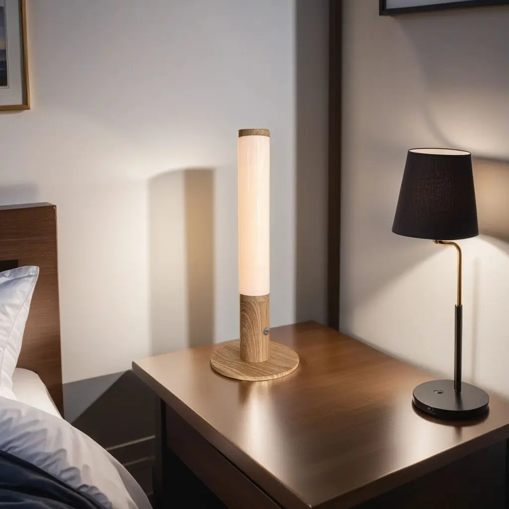 LED Bionic Sunlight Charging Station Light with Imitation Wood Pattern Material.