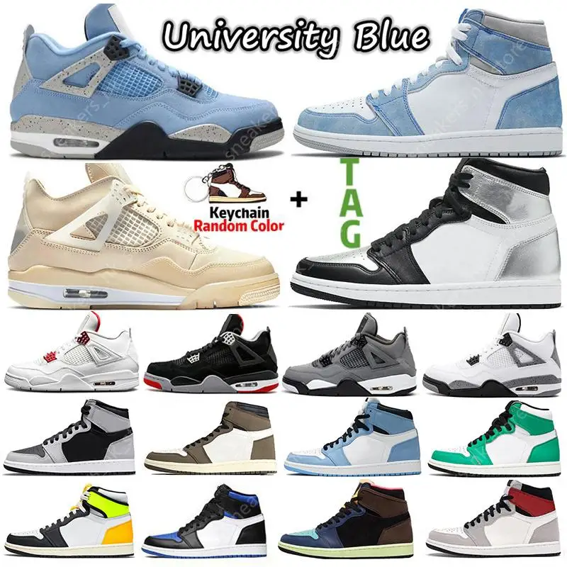 
2021 Sail University Blue 1s 4s MensBasketballShoes Hyper Royal Shadow 2.0 Dark Mocha Silver Toe Twist 1 women Sports sneakers 