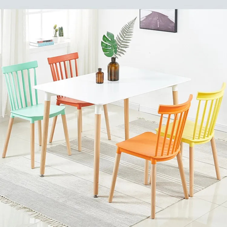wholesale sillas plasticas de jardin wooden-chair Nordic pp plastic interior dining table set 6 chairs dining room chair