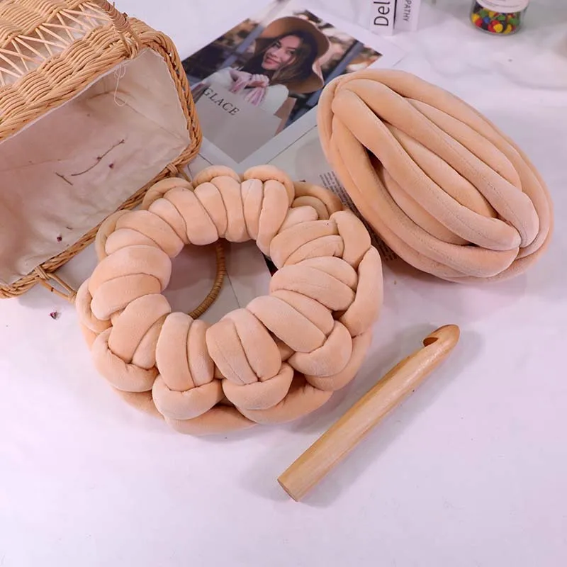 Dimuni super chunky knitting 20mm hollow giant cotton tube yarn