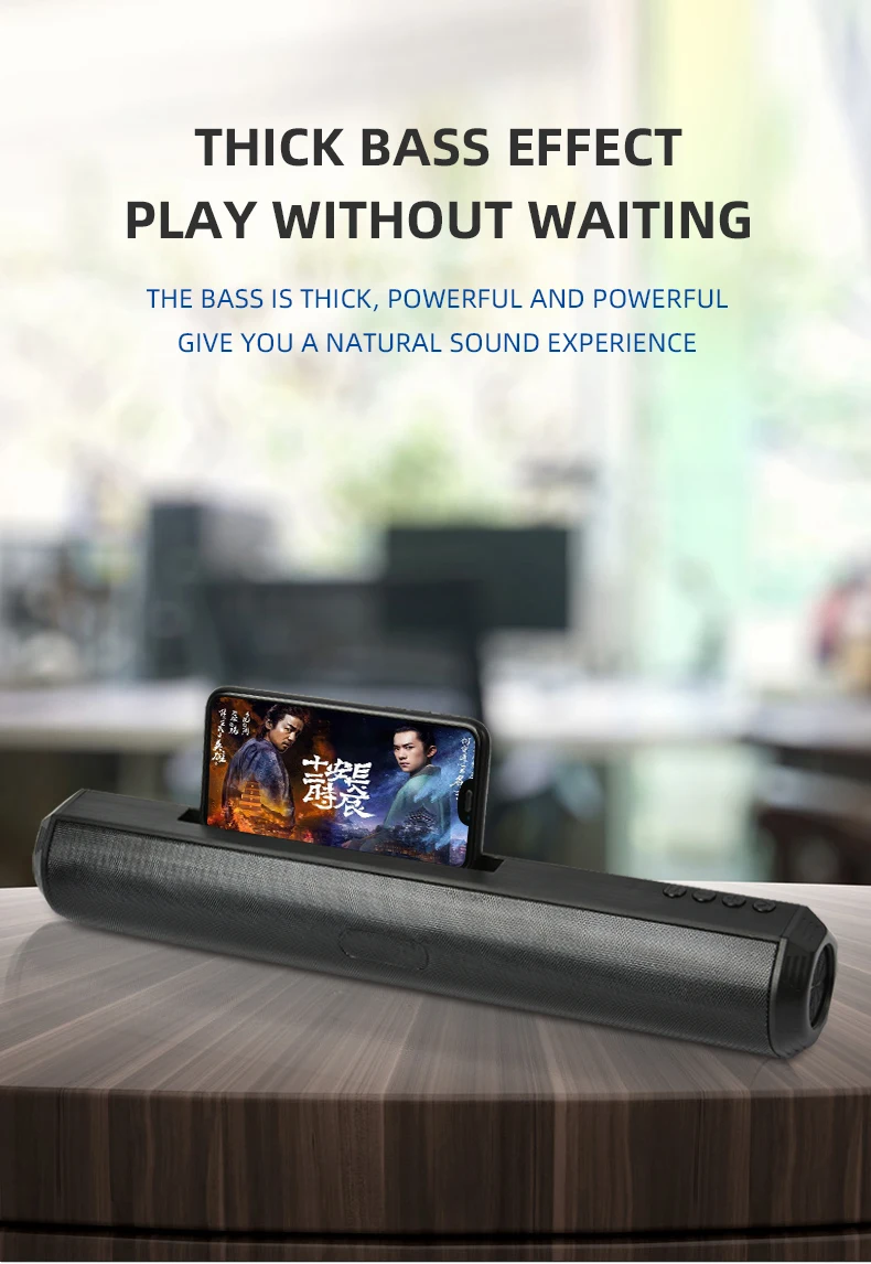 BD68 10W Wireless Soundbar Speaker Colorful Flashing Light Stereo Subwoofer Party Speaker With Sound Blaster Handsfree FM
