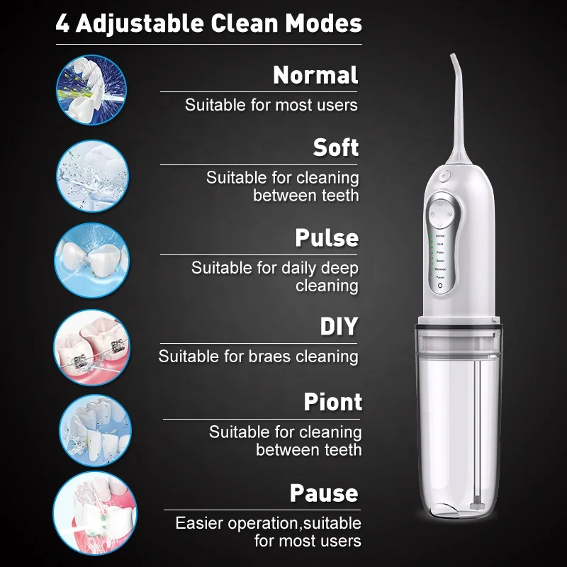 Oral Irrigator custom Portable IPX7 Cordless Teeth Cleaning Mini Tank Water flosser for Traveling electric dental water jet