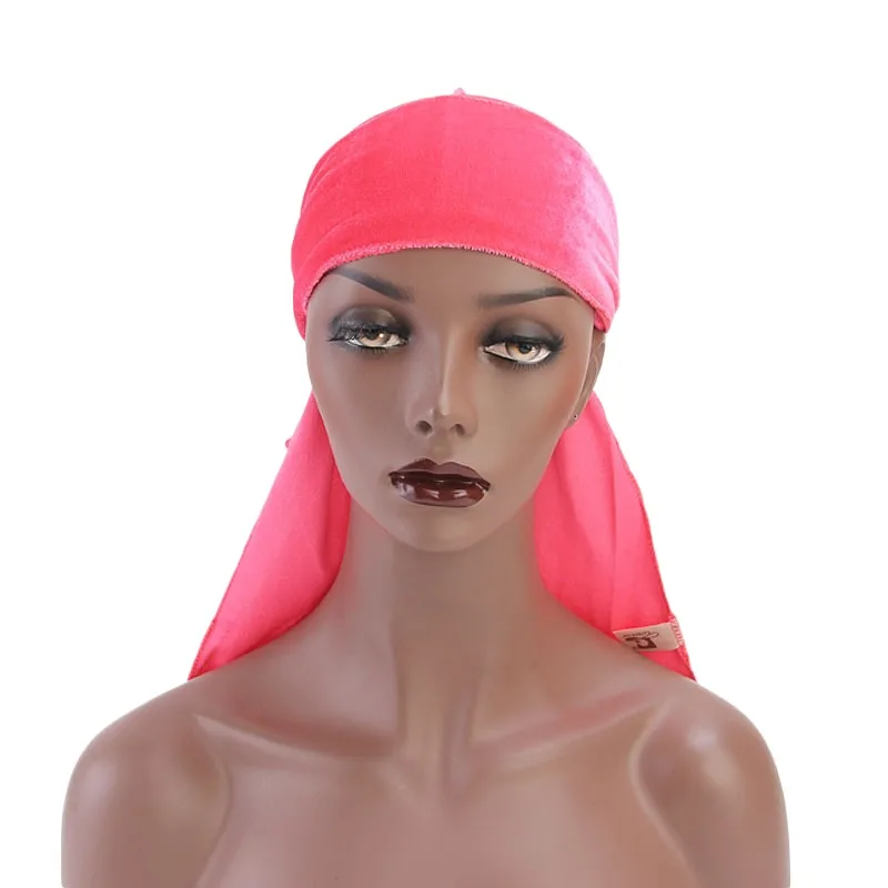Custom Fashion Men Dragon Pattern Durags Headwrap Headband Black Long Tail Doo Rags Pirate Hat Wave Caps