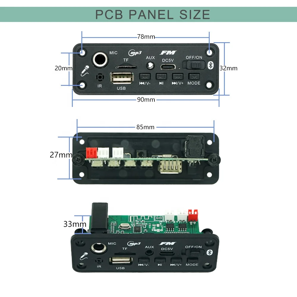 2 x 5W MP3 Player Amplifier Module Bluetooth Amplifier Board With 3.7V Battery Charge