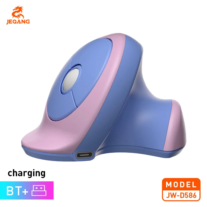Jeqang New 3D Ergonomic Silent Optical Wireless Gaming Mouse Dual Mode 2.4GHz+ Bluetooth USB Wired Interface Rechargeable Mini