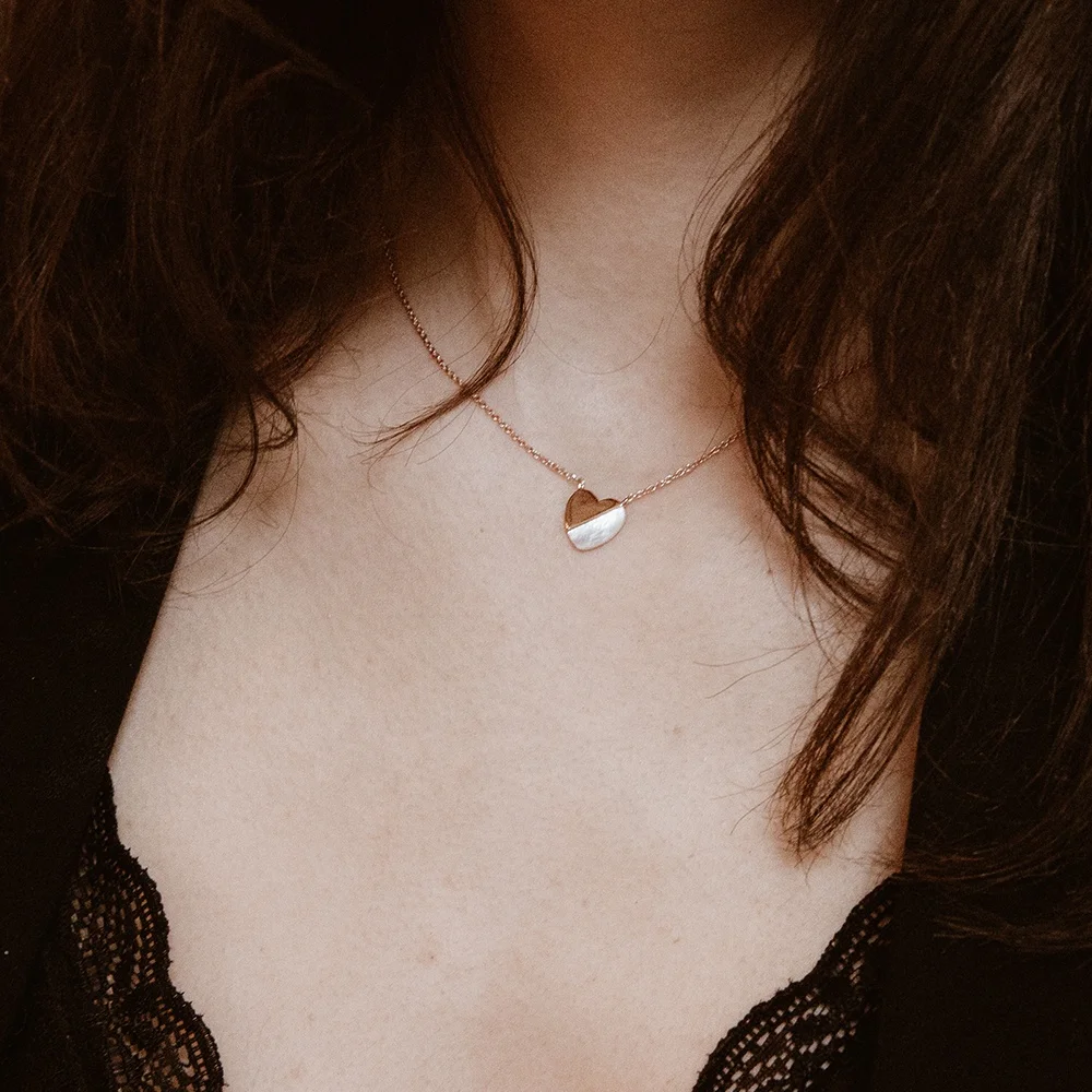 Milskye engagement jewelry 925 sterling silver 18k gold plated  white mother of pearl necklace with half gold for women