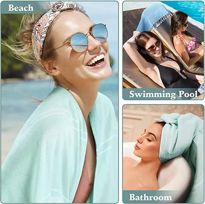 High Quality Hot Sale Sand Proof 100% Cotton Soft Custom Hammam Fouta Turkish Beach Towel