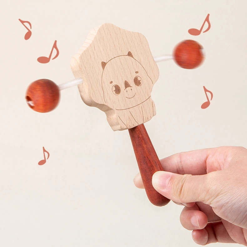 Infant Developmental Montessori Interesting Infant Wooden Hand Sensory Rattles Set Babe Rattle Toy