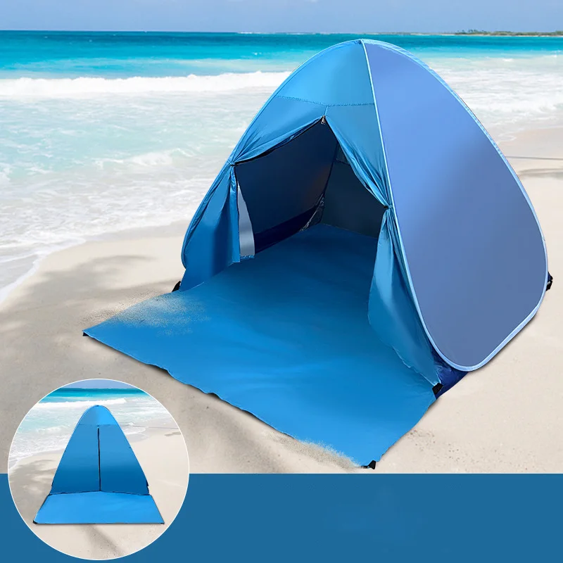 Wholesale Portable Sunshade Waterproof Beach Tent Outdoor Quick Opening Pop Up Park Picnic Barbecue Tent with Curtains