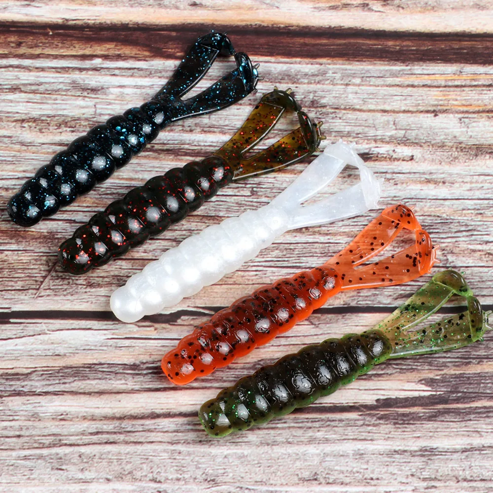 7cm 3g 6pcs/bag Soft Fishing Lure Twin Tail Salted Tpr Floating 10x Plastic Worm Bait Silicone Wobbler Leurre Souple fish lure