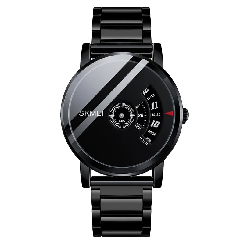 Часы наручные SKMEI Мужские кварцевые, простые стильные роскошные креативные водонепроницаемые повседневные, со стальным ремешком