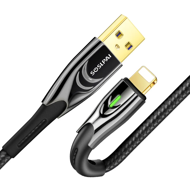 SOSLPAI wholesale phone usb charger cable 3.28ft nylon braided custom logo usb data charging cable for iphone