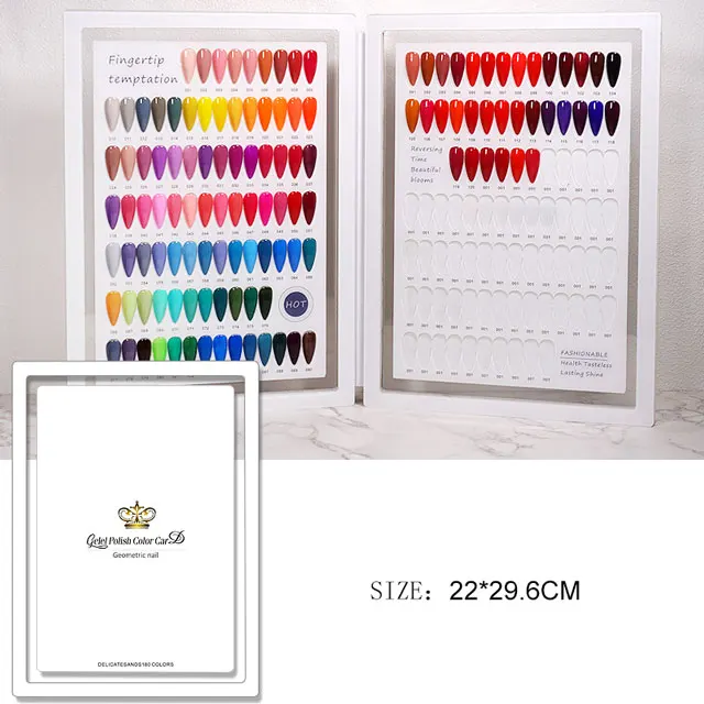 Professional Acrylic Nail Gel Polish Display Card Book60/ 80/100/120/160/180 Color Board Chart Nail Display Book