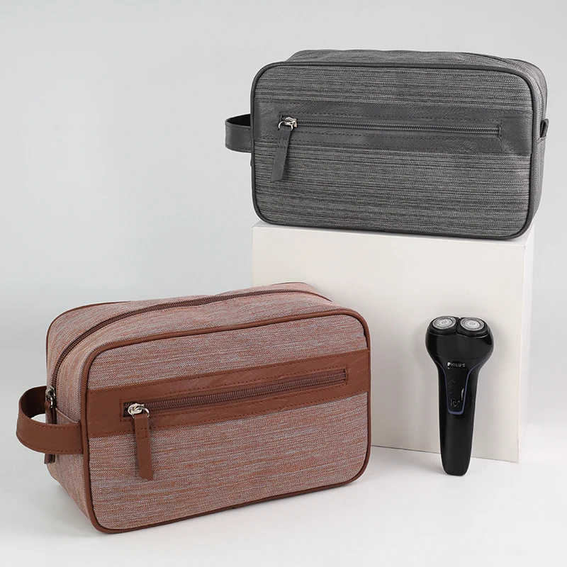 Ciffnoo NO.8606 Custom grey Featured fabrics OEM Large Capacity space organize toiletries men wash bag