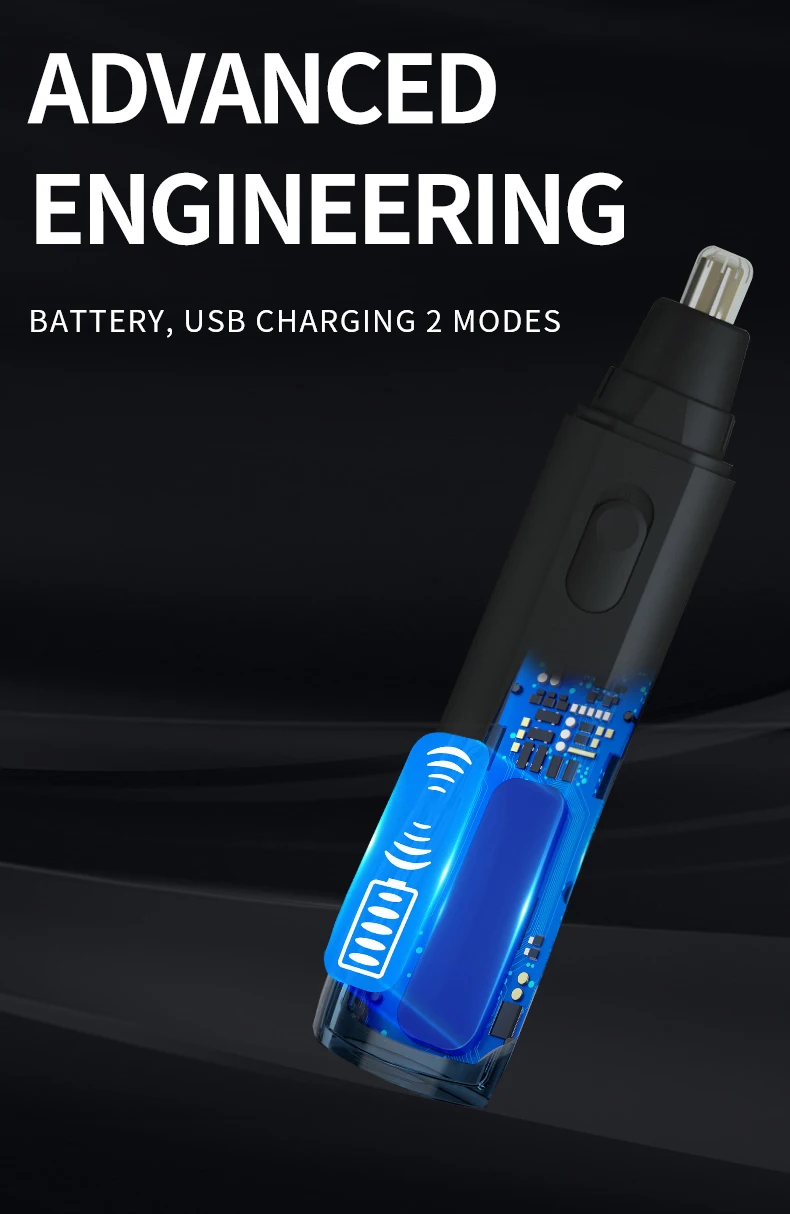 Новинка 2022, электрический триммер для волос в ушах и носу, серый перезаряжаемый триммер для волос в носу