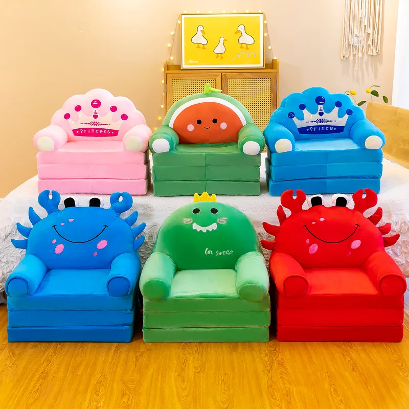 2024 wholesale comfortable baby seat chair cartoon animal plush toy shaped 3 layer folding cheap sofa bed/Baby sleeping nap cot