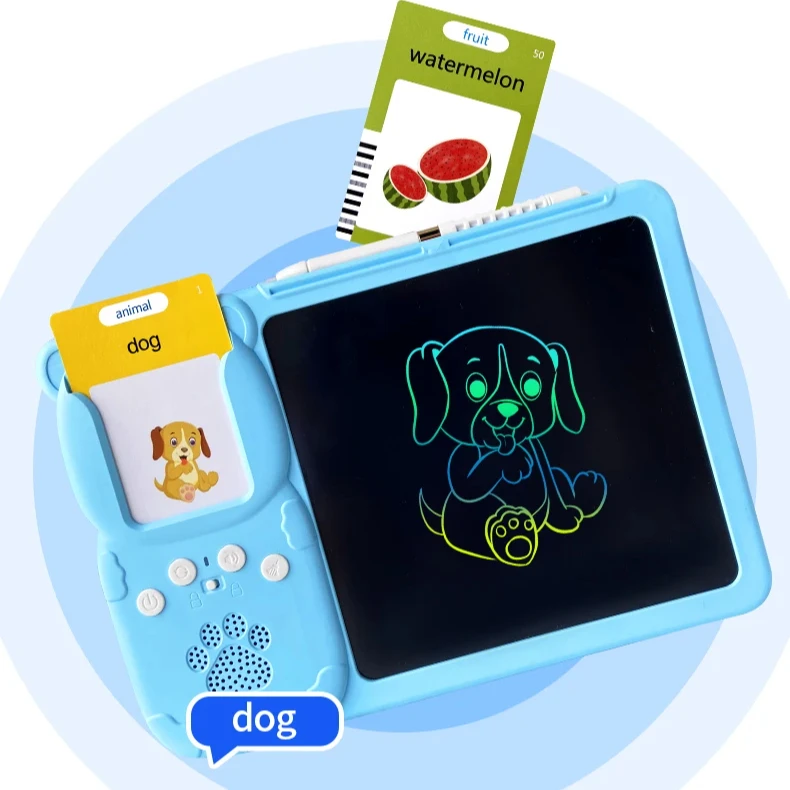 Wholesale  Educational Toys Animal Emotion  Flash Card Preschool Learning  LCD Writing Tablet Cognitive Cards for kids