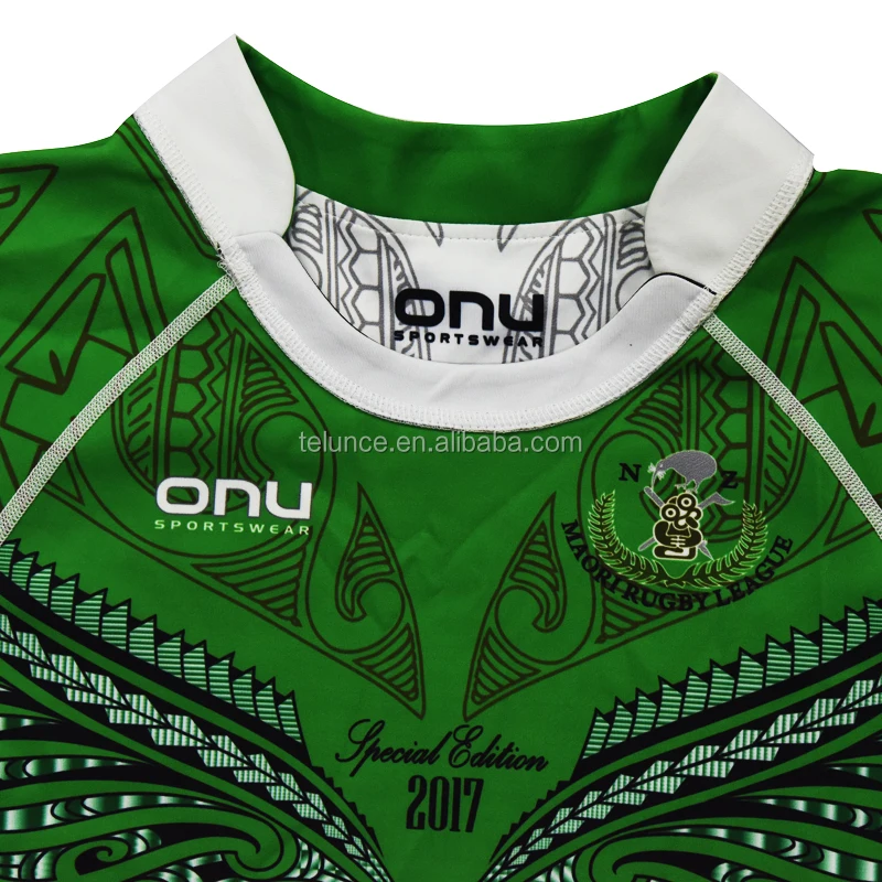 PURE Sublimation Printing Green Reversible  Wholesale Compression Polyester Custom Pro-fit Rugby League Jerseys Mens Youth