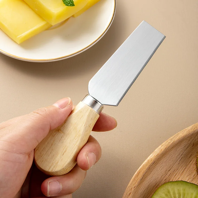 Wholesale Of Solid Wood Handle Cheese Knife Set By Manufacturer, Stainless Steel Cheese Knife Set, Four Piece Pizza Knife Set