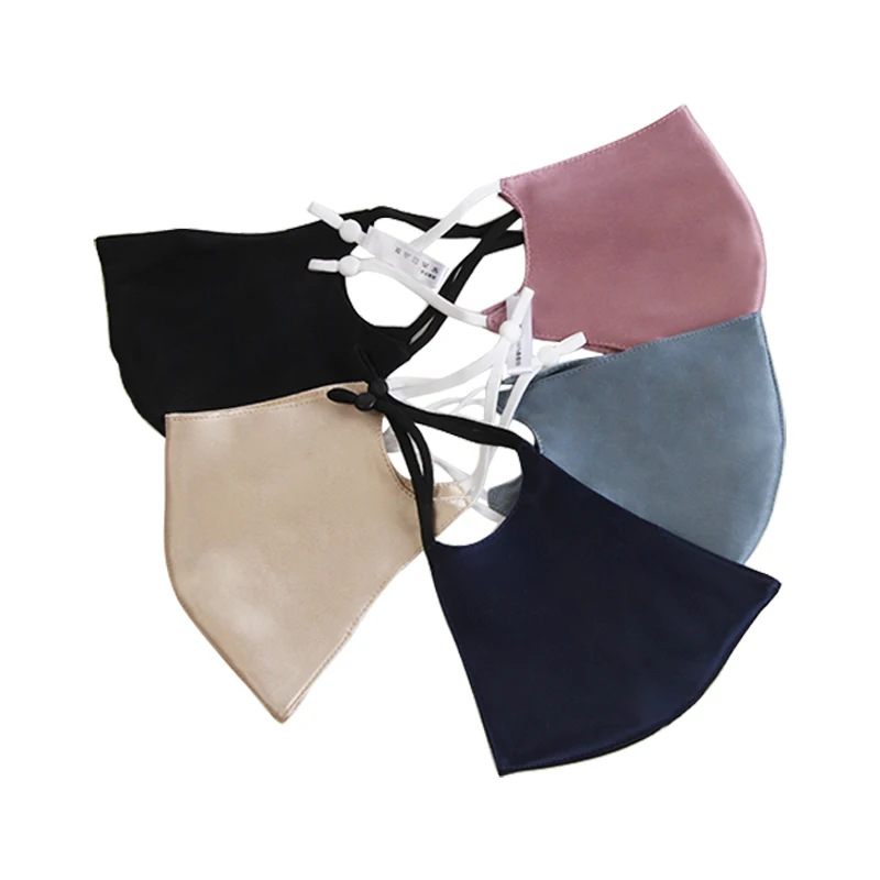 Bronze Pink Black Silver Navy Champagne Nude Mouth Mask Multicolor Facemask 100% Real Silk With Tabs