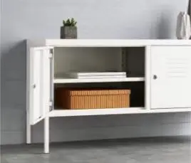 Small household steel TV cabinet rental room bedroom simple pure white metal iron art TV storage locker