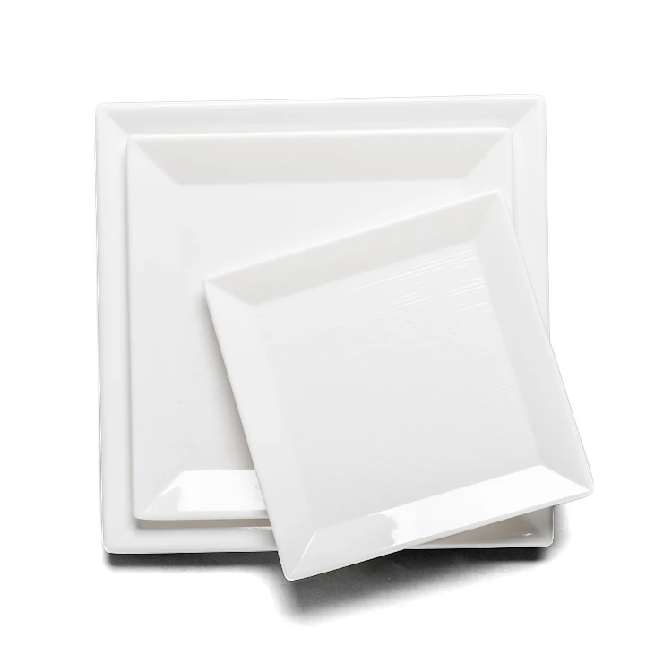New 100% melamine restaurant white square plates sets dinnerware