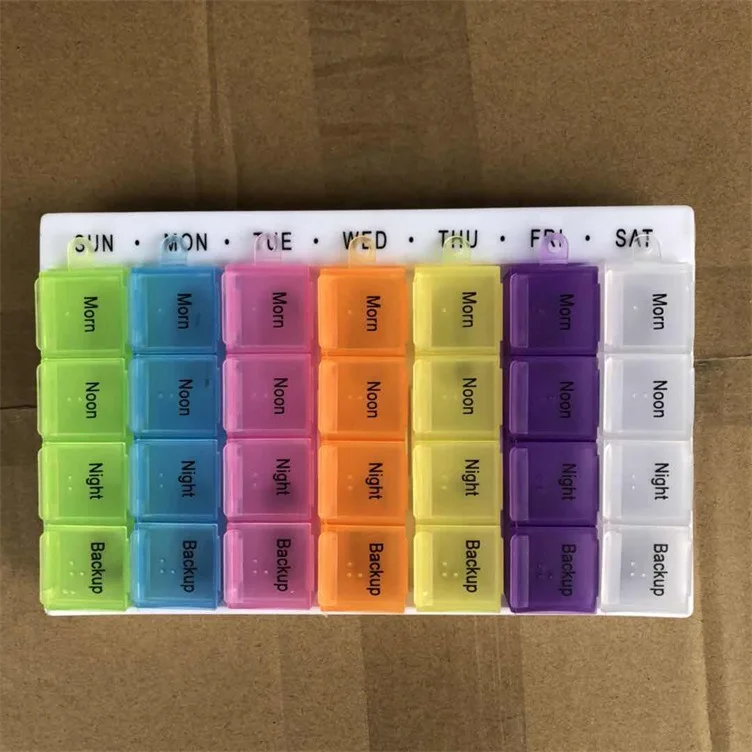 Hot sale custom colorful tracelling pill box 28 compartment pill storage cases plastic 7 days vitamin case storage holders