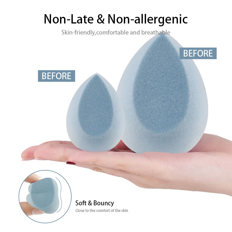 Factory Price ODM&OEM Blue Custom Foundation Egg Cosmetic Puff Marshmallow Peach Beauty Make up Sponge
