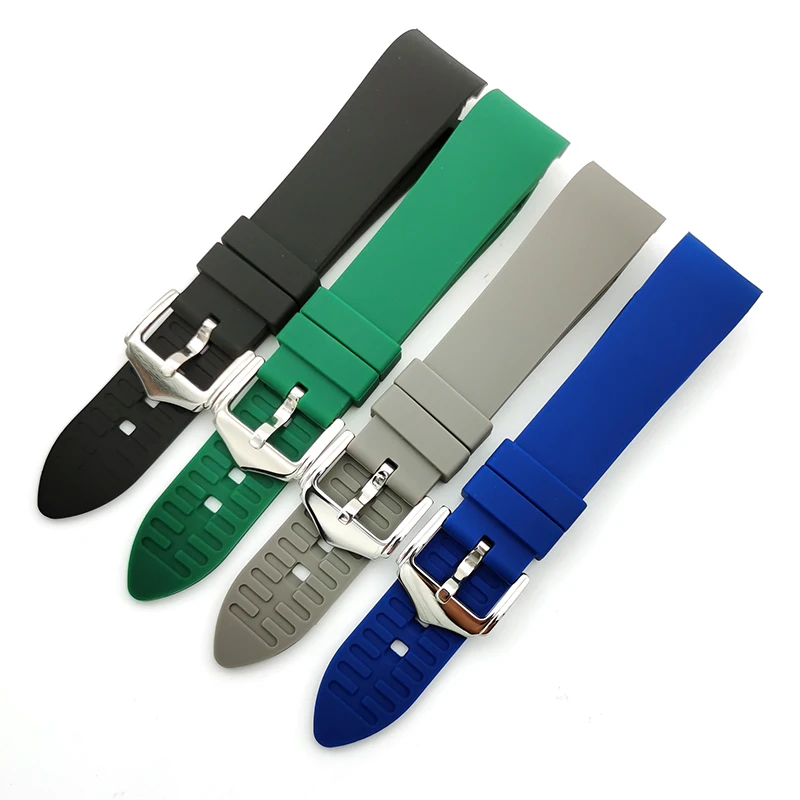 
curve end high quality 18 19 20 21 22 24mm silicone rubber watch bands watch strap 