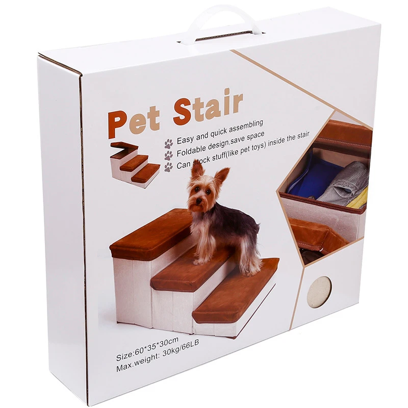 3-Step Storage Style Foldable Pet Stairs Indoor Pet Ramp
