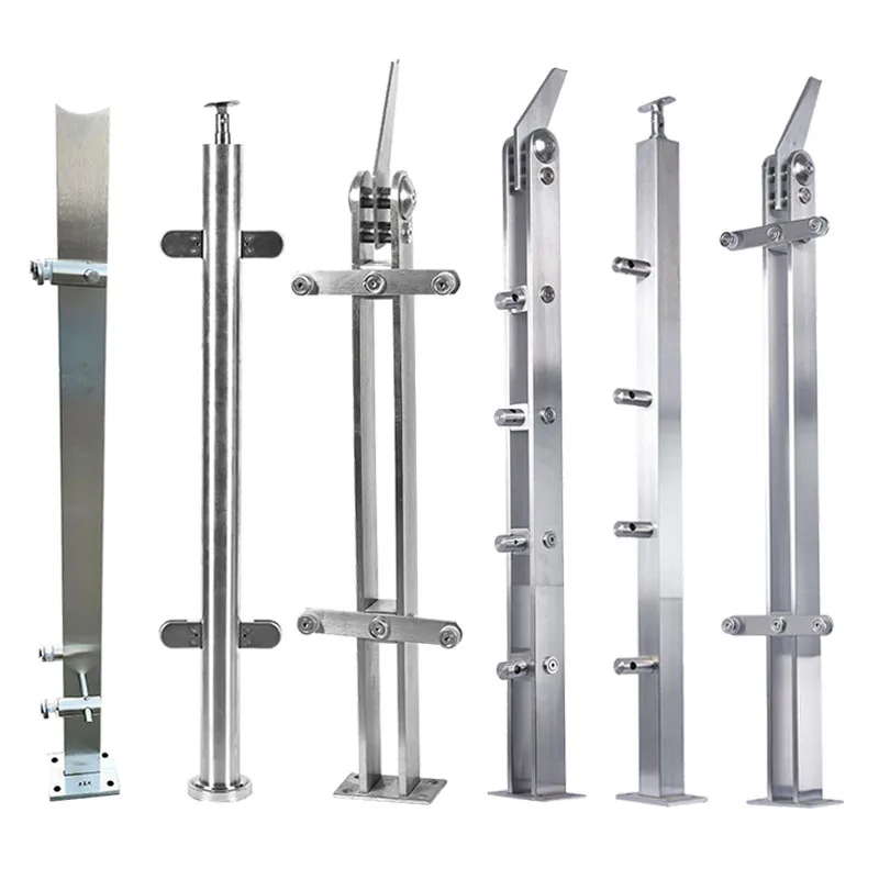 Custom stainless steel railing post Glass Railing Systems Staircase Post Stainless Steel Glass Railing