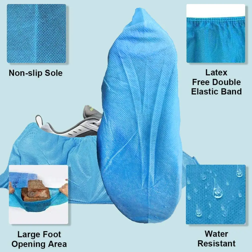High quality blue cheap disposable plastic shoe covers for medical home use