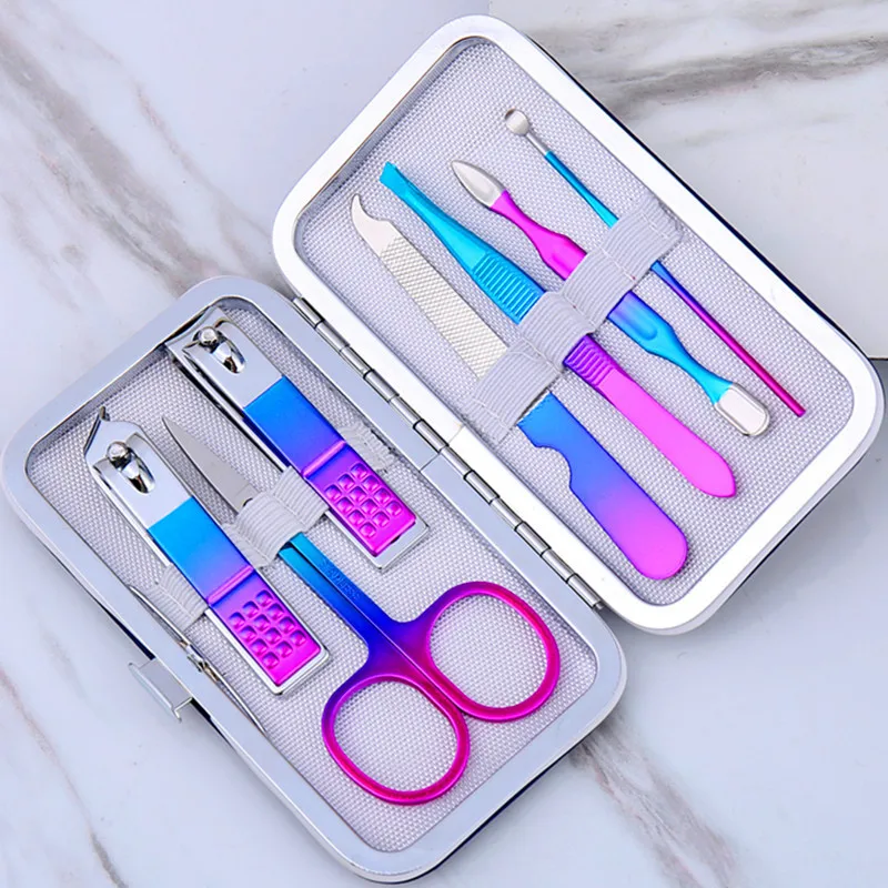 Rainbow Color Stainless Steel clipper nails Manicure Set Machine Nail Clipper Cutter pedicure nail clippers manicur professional