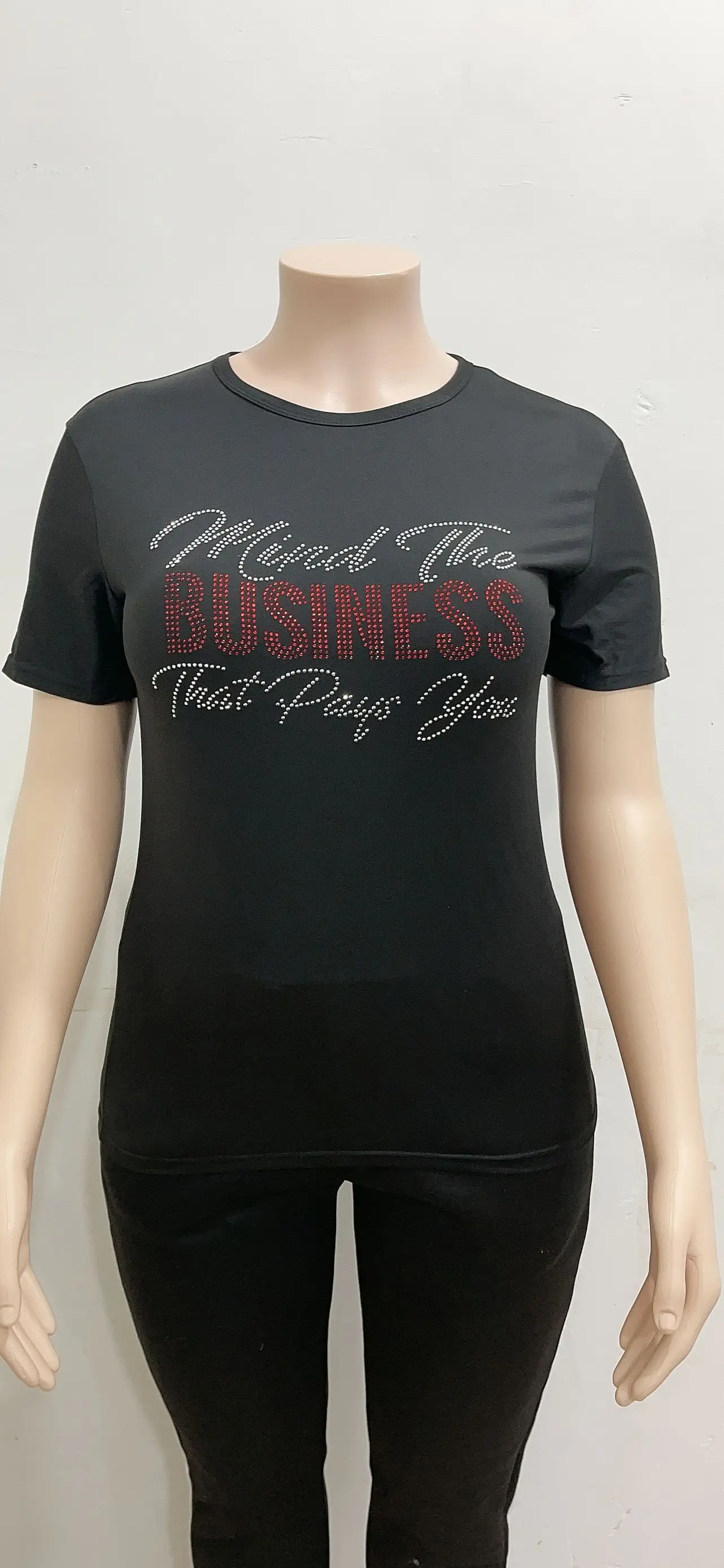 stock tops summer t shirts for women clothing fashion business printed o-neck short sleeved tees lovely cute tshirt clothing