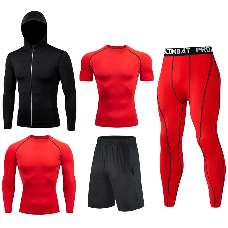 compression Gym set Yoga suit  Running Basketball Sports Training T-shirt Tights High Elastic Quick Dry Compression T Shirts
