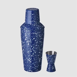 Factory Direct 750ml blue marble painted cocktail shaker stainless steel metal wine set