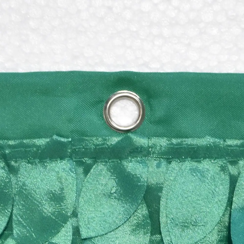 Modern Style 3D Leaves Decoration Green Bathroom Curtain WIth Valance