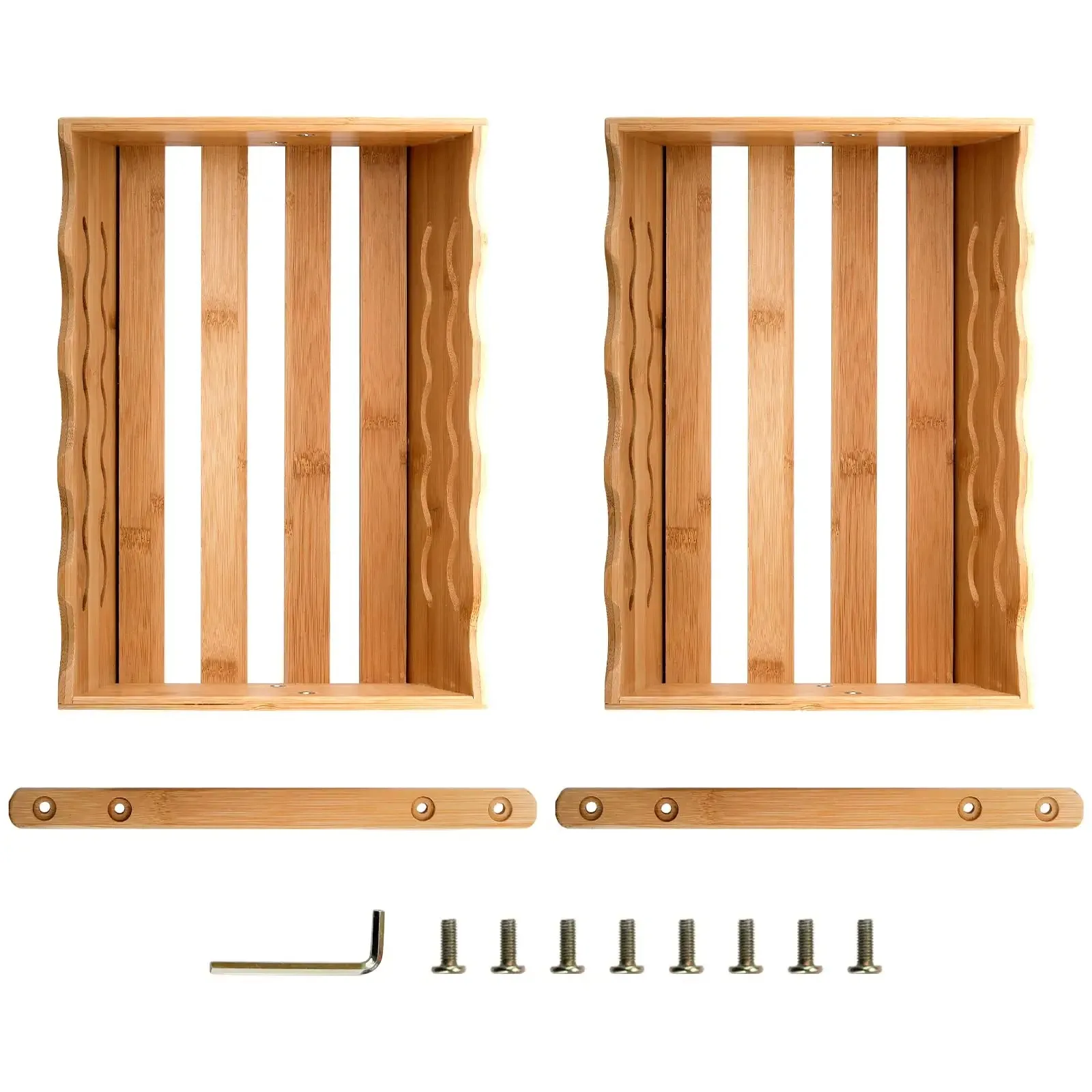 Bamboo Fruit Basket 2-Tier Bread Storage Organizer Vegetable Holder Bowl Display Rack for Kitchen