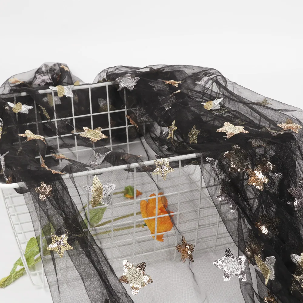 manufacturer floral evening dresses fabric, competitive price embroidery fabric/star net fabric