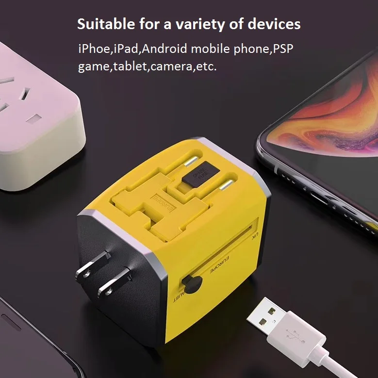  2020 Новый Универсальный дорожный адаптер smart world с usb-портом для быстрой зарядки Вилка питания Европы Великобритании США