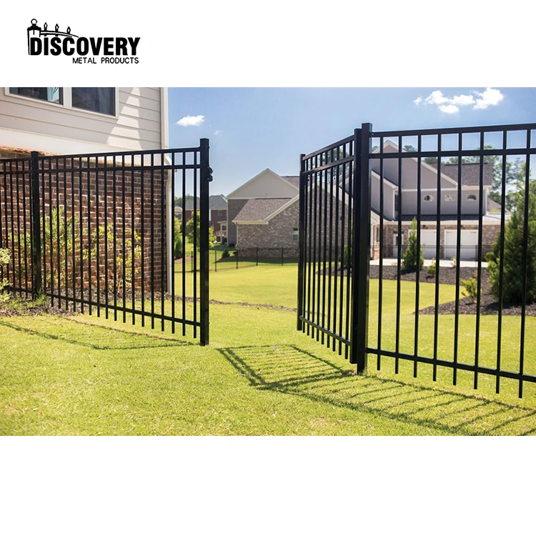 Double Swing Decorative Aluminum or Iron Gate Designs Simple Driveway Security Fencing Trellis Gate Black for garden
