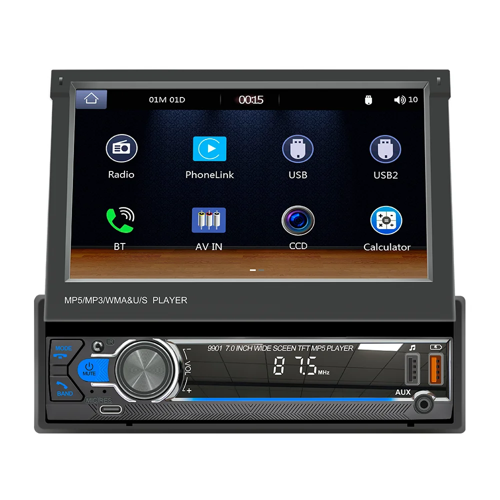 Universal 7 Inch Flip out touch screen Single Din Car GPS Auto Radio 1 Din Car Stereo Player