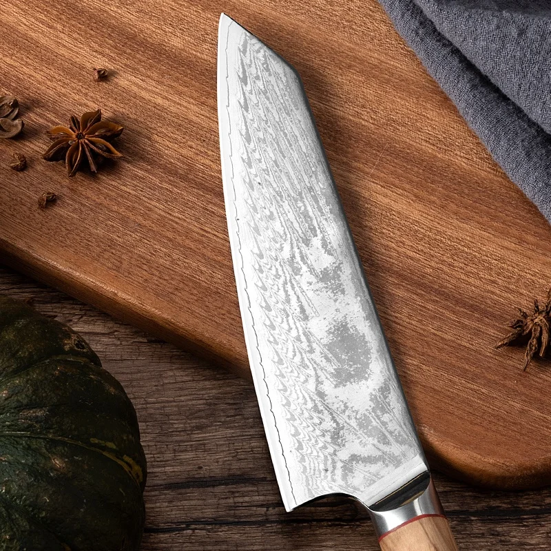 Высококачественная ручка из оливкового дерева cuchillo damasco 8 дюймов AUS10 Японский стальной нож kuchenmesser шеф-повара