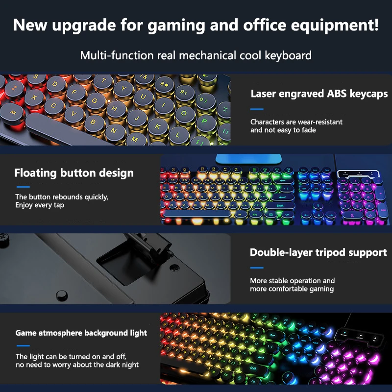 Wired Keyboard Mechanical Feel Wired Mixed Light Punk E-sports Game Office Notebook Desktop Computer Game Keyboard And Mouse Set