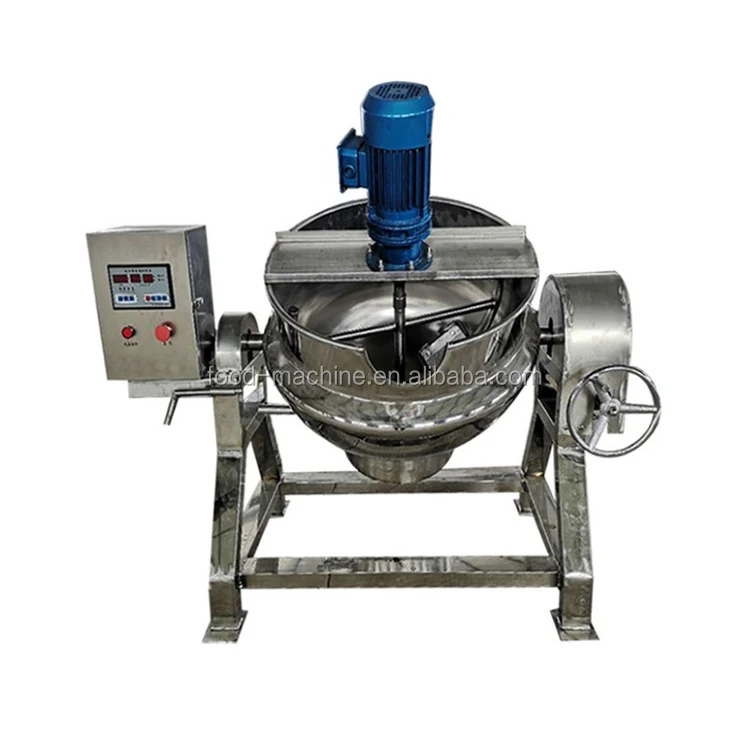 Stainless Steel Steam Electric Gas Heating Jacket Kettle  Jam Food Mixing Tilting Pot Cooking Machine