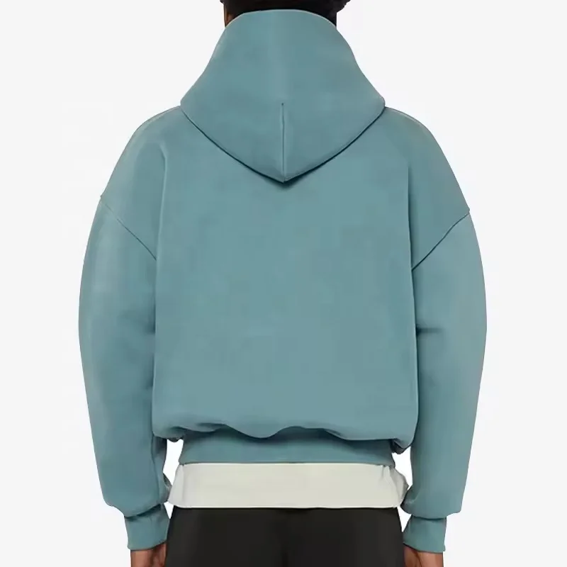Cotton 500 Gsm Cropped Hoodie Men Streetwear Heavyweight Hoodie Manufacturers Oversized Puff Printing Full Zip Up Hoodie