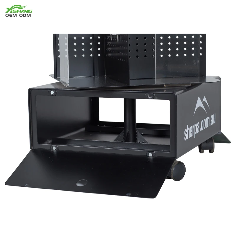 Mobile Metal Pegboard Display Racks With Hooks Pegboard Display Floor Standing Spinner Rack
