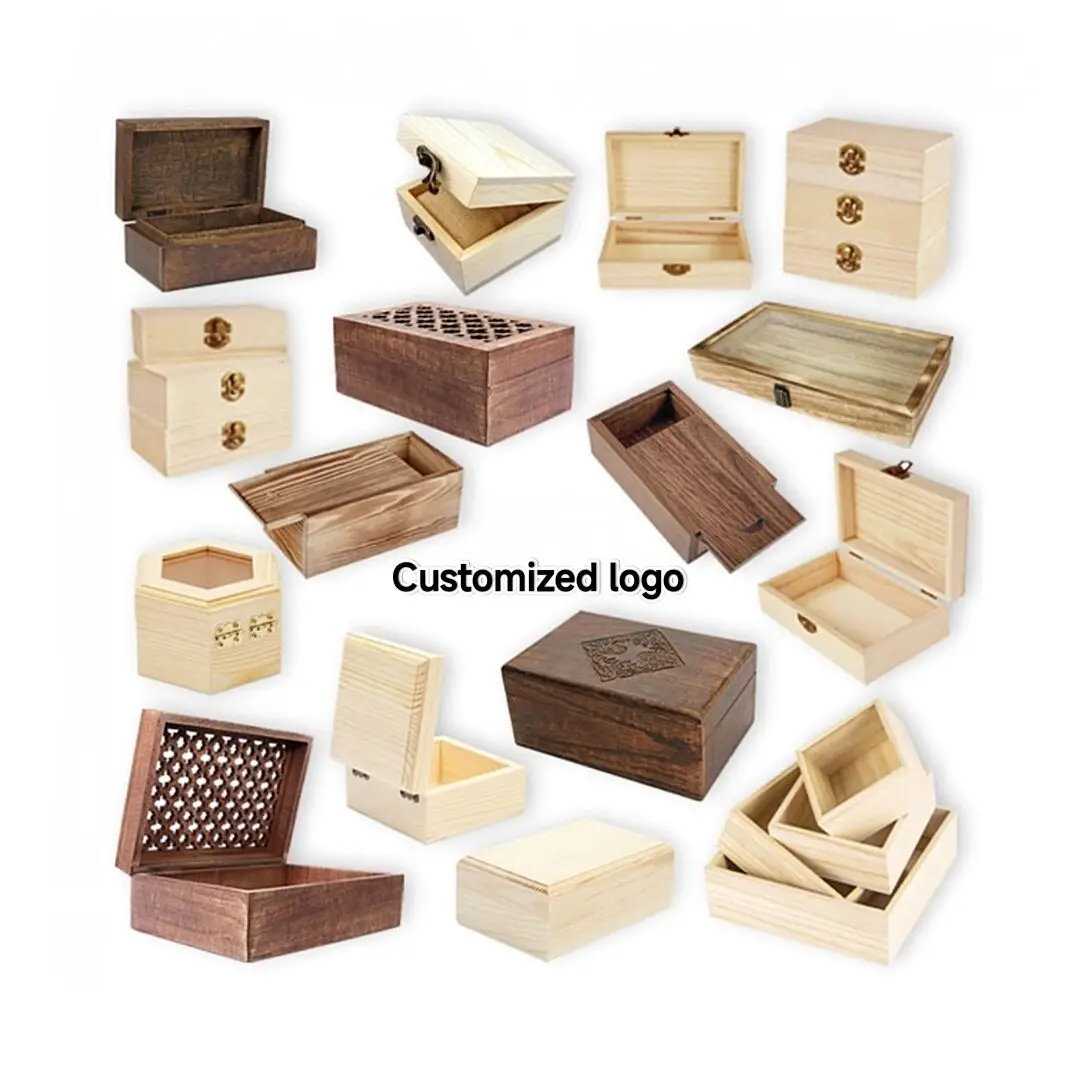 wooden box Solid wood cheap gift box  Custom size logo OEM
