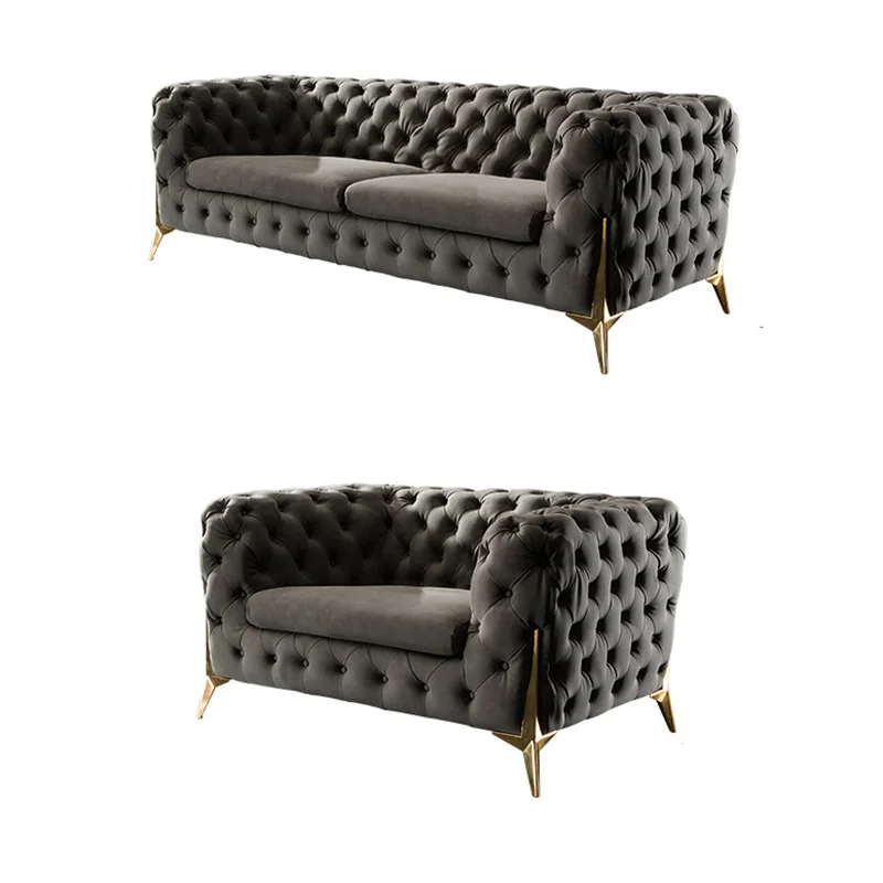 Роскошный кожаный диван chesterfield комплект офисного дивана 3 2 1 современный дизайн гостиной бархатный и для влюбленных